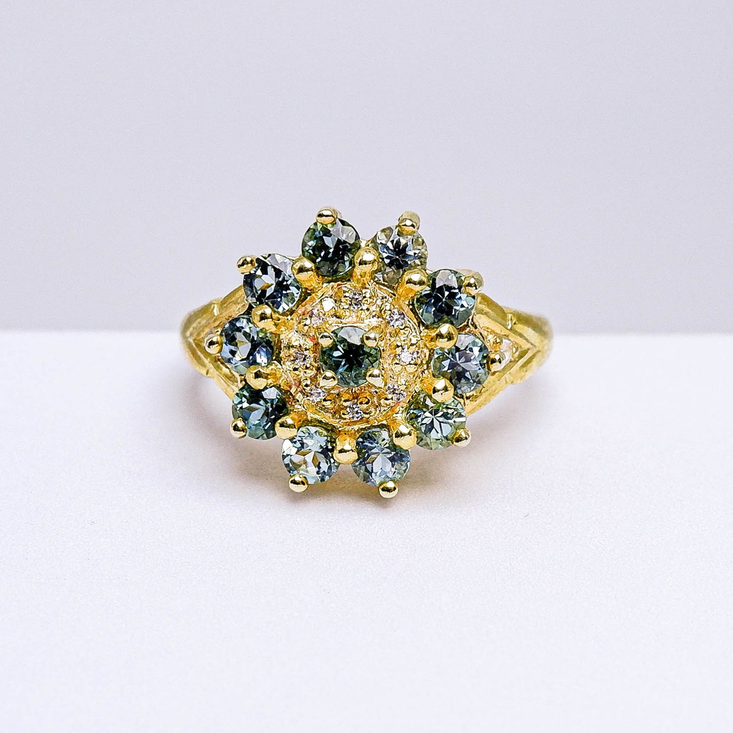 แหวนเงินแท้ 925 ฝัง ทัวร์มาลีน (Tourmaline) + เซอร์คอน (Zircon)
