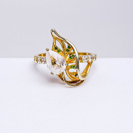 แหวนเงินแท้ 925 ฝังพลอย แซฟไฟร์ (Sapphire) + เซอร์คอน (Zircon) + กรีนโครมไดออฟไซต์ (Green Chrome Diopside)