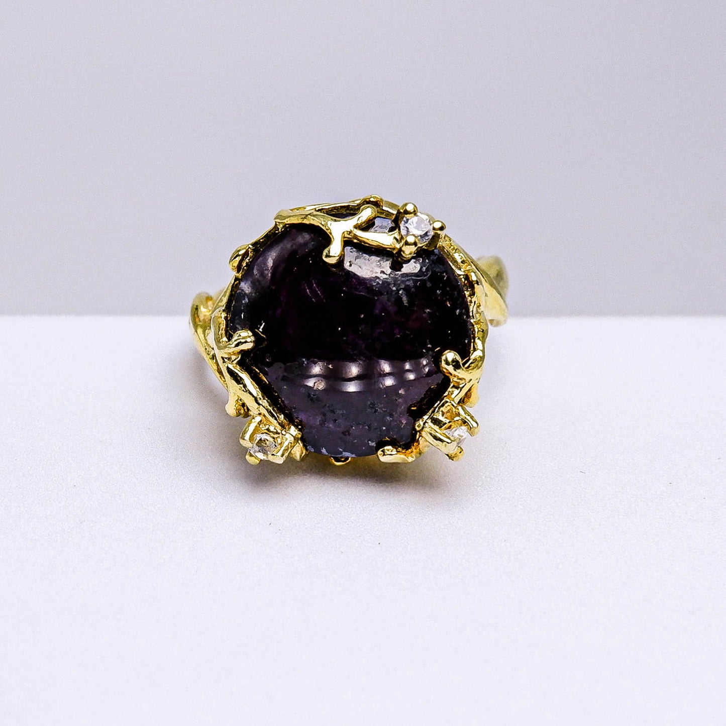 แหวนเงินแท้ 925 ฝังพลอย สตาร์ทับทิม (Star Ruby) + เซอร์คอน (Zircon)