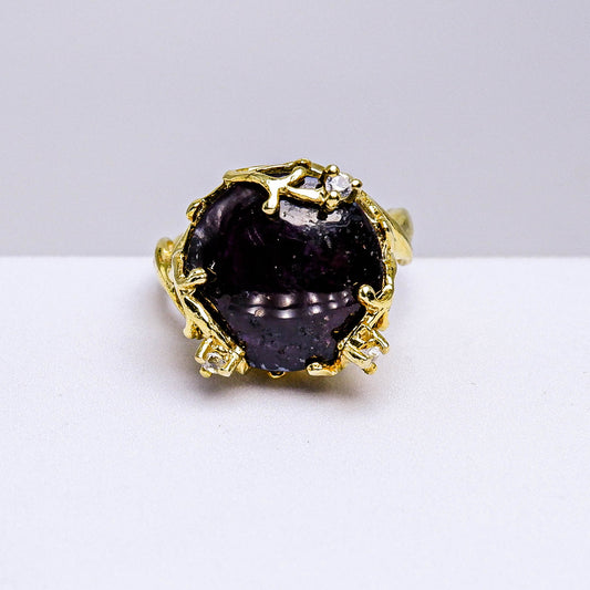 แหวนเงินแท้ 925 ฝังพลอย สตาร์ทับทิม (Star Ruby) + เซอร์คอน (Zircon)