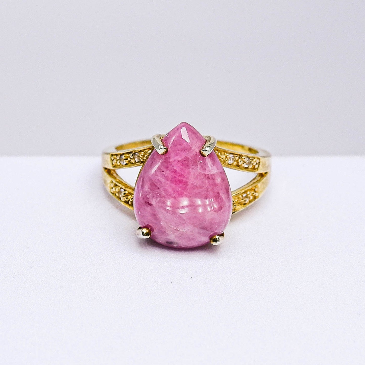 แหวนเงินแท้ 925 ฝังพลอย ทับทิม (Ruby) + ไวท์โทพาส (whitetopaz)