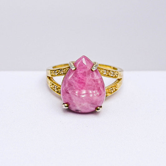 แหวนเงินแท้ 925 ฝังพลอย ทับทิม (Ruby) + ไวท์โทพาส (whitetopaz)