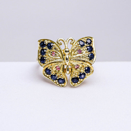 แหวนเงินแท้ 925 ฝังพลอย ไพลิน (Blue Sapphire) + พิงค์แซฟไฟร์ (Pink Sapphire)