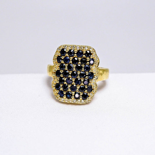 แหวนเงินแท้ 925 ฝังพลอย ไพลิน (Blue Sapphire) + ไวท์โทพาส (whitetopaz) - Thaigems