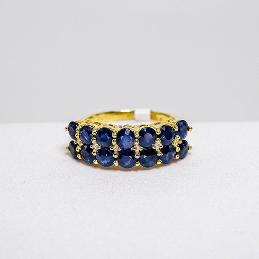 แหวนเงินแท้ 925 ฝังพลอย ไพลิน (Blue Sapphire) + เซอร์คอน (Zircon) - Thaigems