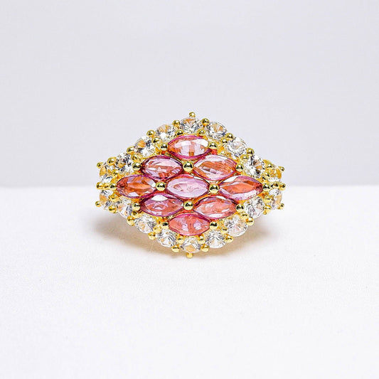 แหวนเงินแท้ 925 ฝังพลอย ทับทิมไทย (Ruby) + เซอร์คอน (Zircon) - Thaigems