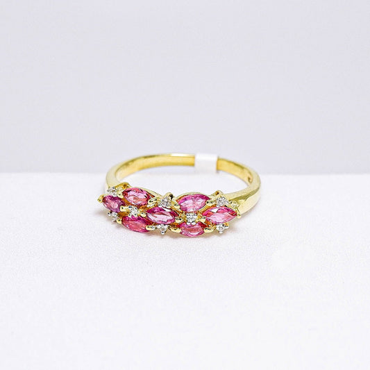 แหวนเงินแท้ 925 ฝังพลอย ทับทิมไทย (Ruby) + เซอร์คอน (Zircon) - Thaigems
