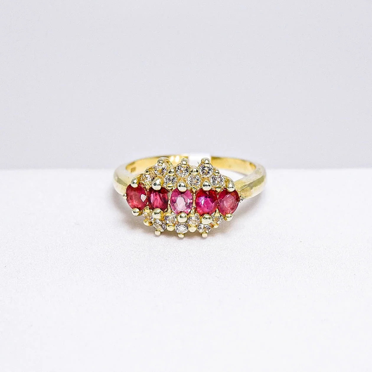 แหวนเงินแท้ 925 ฝังพลอย เรดสปิเนล (Spinel) + ไวท์โทพาส (whitetopaz) - Thaigems