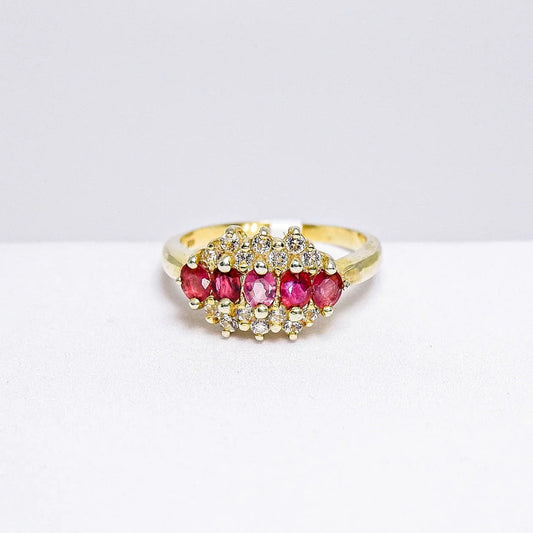 แหวนเงินแท้ 925 ฝังพลอย เรดสปิเนล (Spinel) + ไวท์โทพาส (whitetopaz) - Thaigems