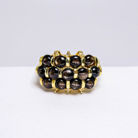 แหวนเงินแท้ 925 ฝังพลอย สตาร์บางกะจะ (Star Sapphire) + ไวท์โทพาส (whitetopaz) - Thaigems