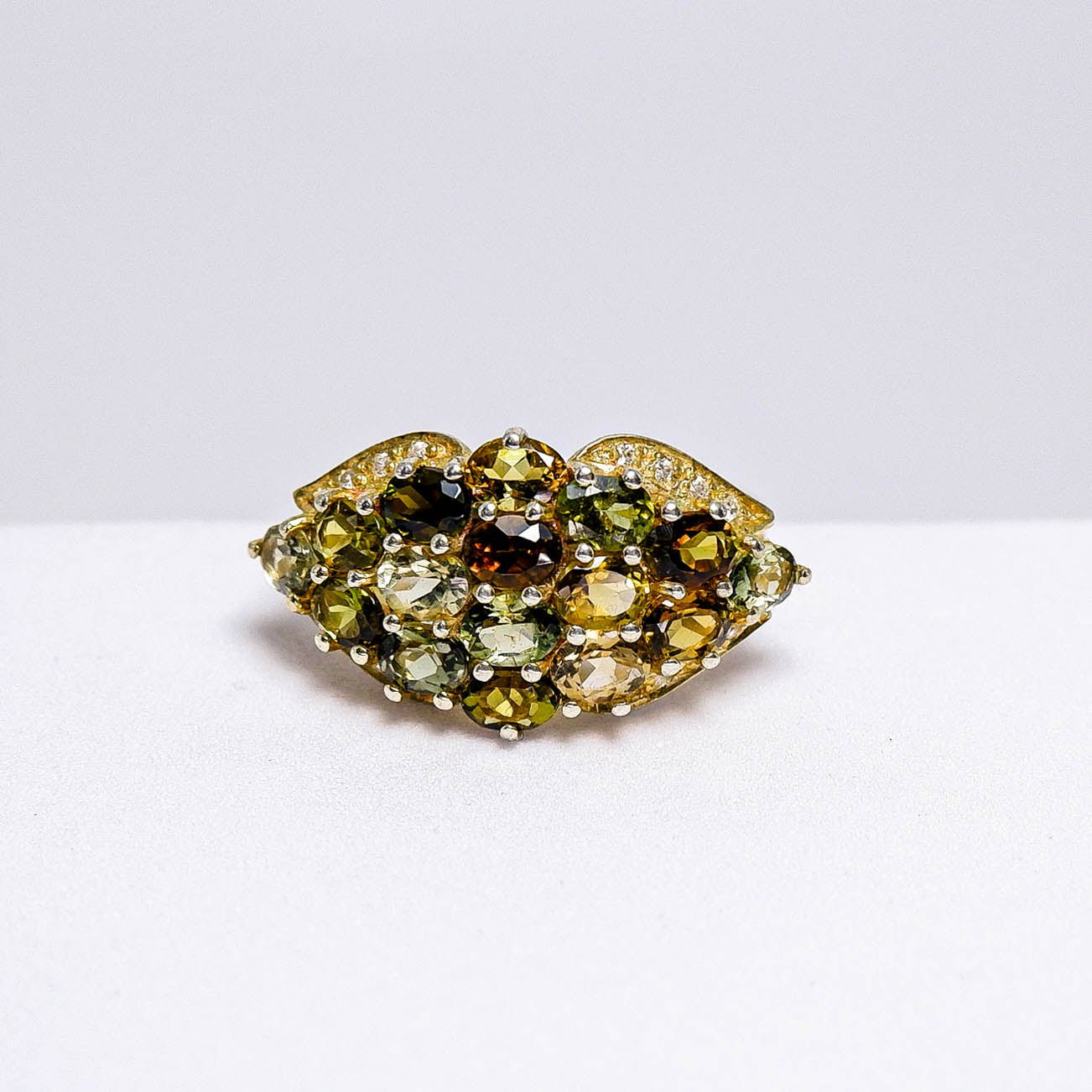 แหวนเงินแท้ 925 ฝังพลอย ทัวร์มาลีน (Tourmaline) + เซอร์คอน (Zircon) - Thaigems