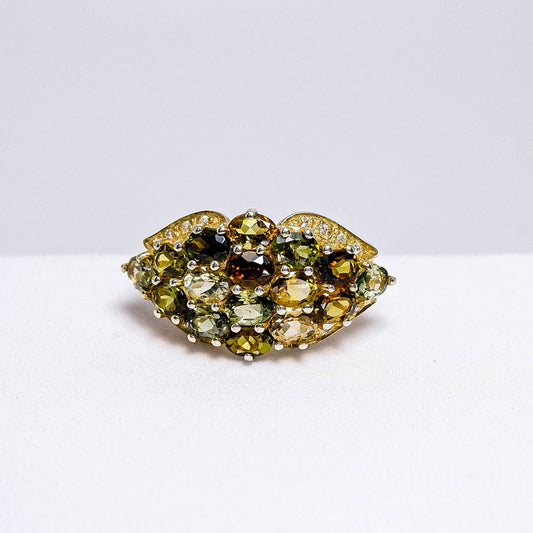 แหวนเงินแท้ 925 ฝังพลอย ทัวร์มาลีน (Tourmaline) + เซอร์คอน (Zircon) - Thaigems