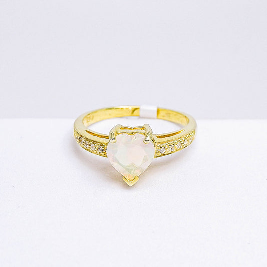 แหวนเงินแท้ 925 ฝังพลอย โอปอล (Opal) + เซอร์คอน (Zircon)