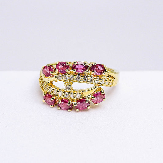 แหวนเงินแท้ 925 ฝังพลอย ทับทิมไทย (Siam Ruby) + เซอร์คอน (Zircon)