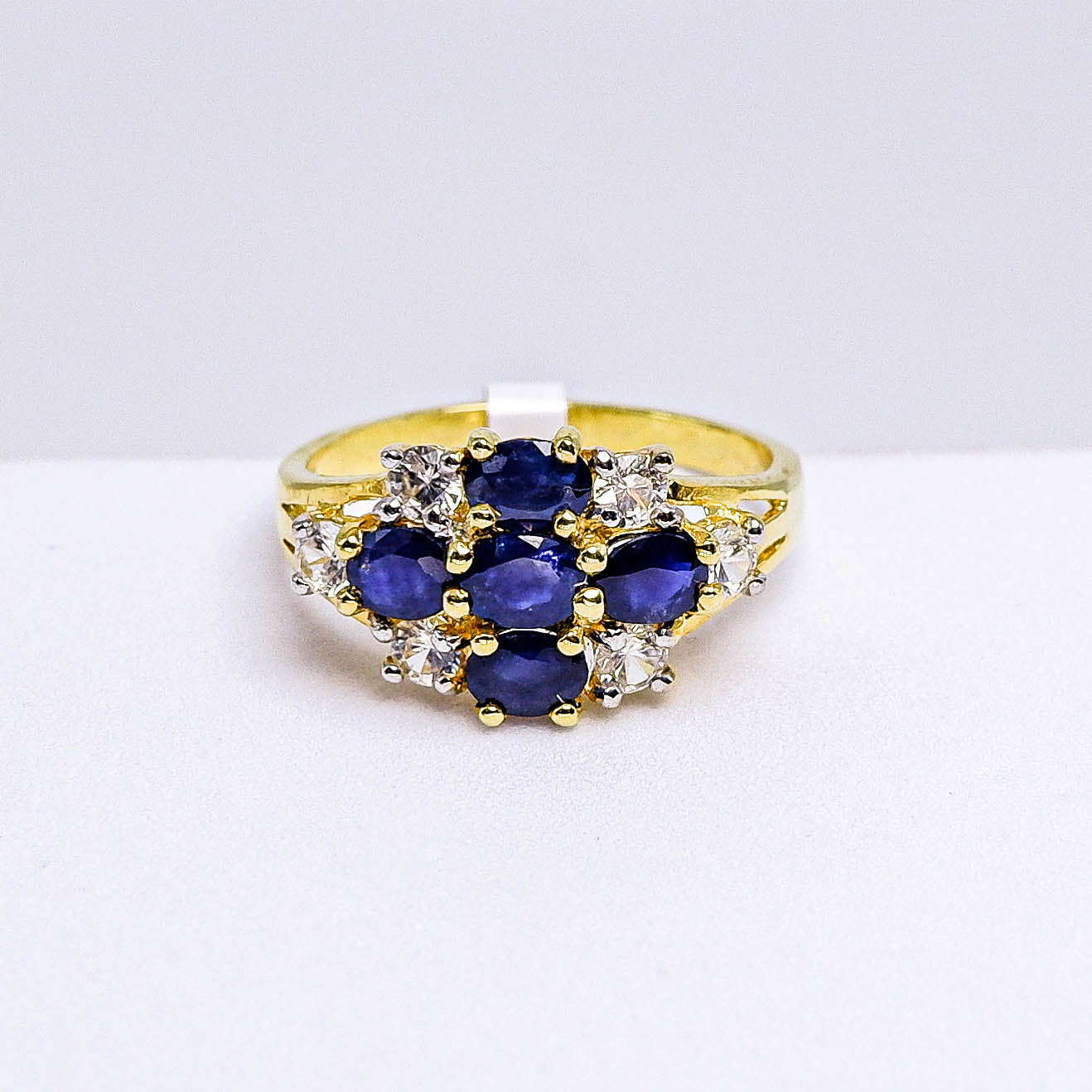 แหวนเงินแท้ 925 ฝังพลอย ไพลิน (Blue Sapphire) + เซอร์คอน (Zircon)