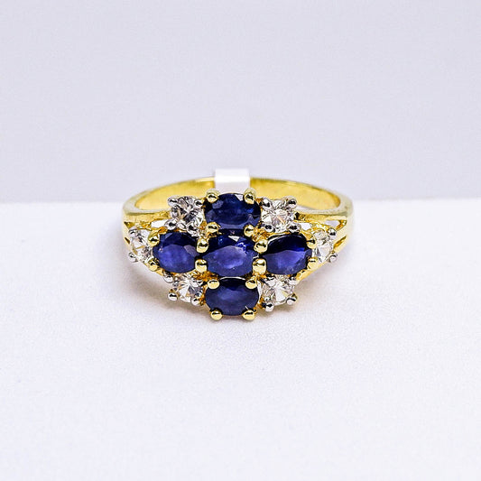 แหวนเงินแท้ 925 ฝังพลอย ไพลิน (Blue Sapphire) + เซอร์คอน (Zircon)