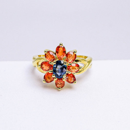 แหวนเงินแท้ 925 ฝังพลอย ไพลิน (Blue Sapphire) + เซอร์คอน (Zircon)