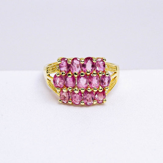 แหวนเงินแท้ 925 ฝังพลอย ทับทิมไทย (Siam Ruby) + เซอร์คอน (Zircon)