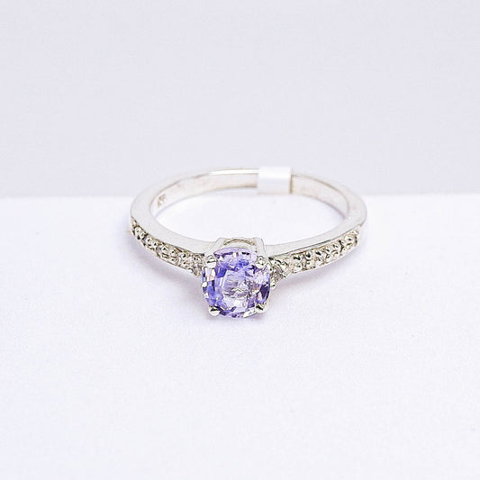 แหวนเงินแท้ 925 ฝังพลอย ไพลินศรีลังกา (Ceylon Sapphire) + เซอร์คอน (Zircon)