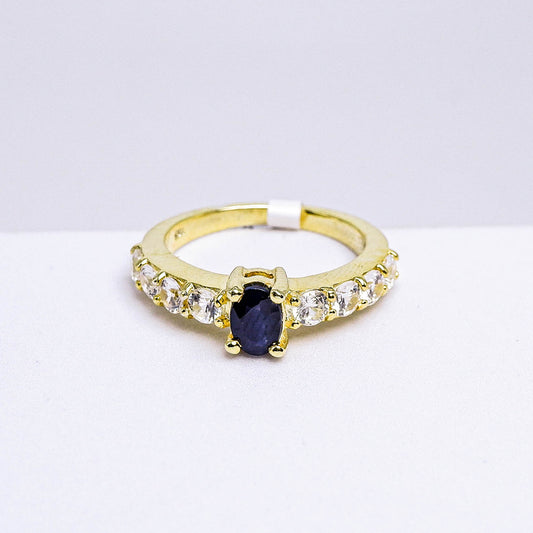 แหวนเงินแท้ 925 ฝังพลอย ไพลิน (Blue Sapphire) + เซอร์คอน (Zircon)