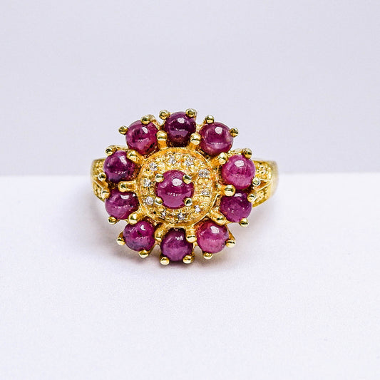 แหวนเงินแท้ 925 ฝังพลอย ทับทิมมาดา (Madagascar Ruby) + ไวท์โทพาส (whitetopaz)