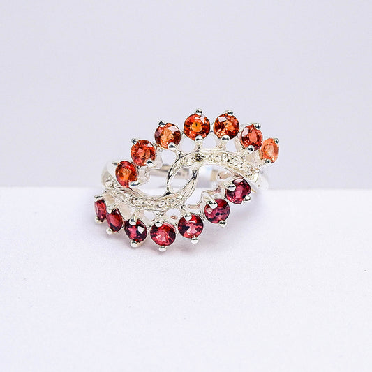 แหวนเงินแท้ 925 ฝังพลอย แทนซาเนียรูบี้ (Tanzania Ruby) + ไวท์โทพาส (whitetopaz)