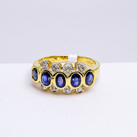 แหวนเงินแท้ 925 ฝังพลอย ไพลิน (Blue Sapphire) + เซอร์คอน (Zircon)