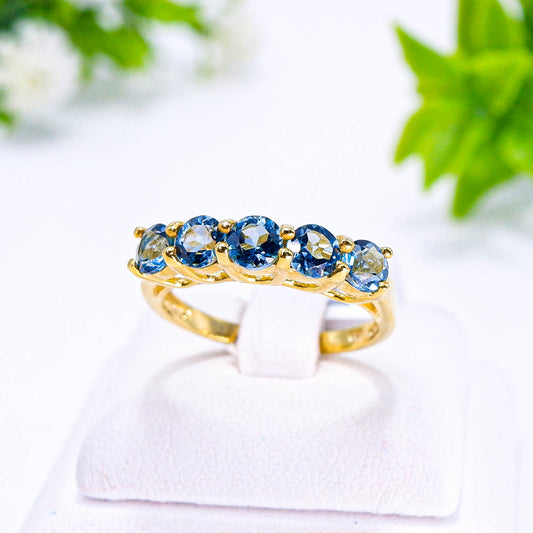 แหวนเงินแท้ 925 ฝังพลอย ลอนดอนบลูโทพาส (London Blue Topaz)