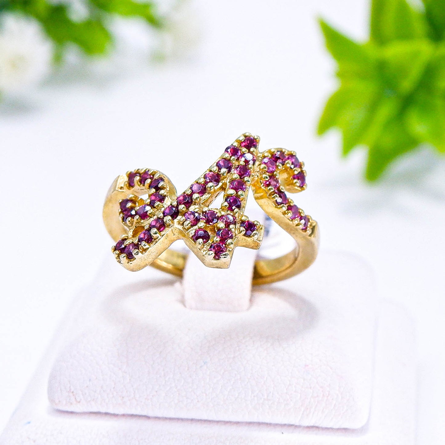 แหวนเงินแท้ 925 ฝังพลอย โรโดไลท์ (Rhodolite)