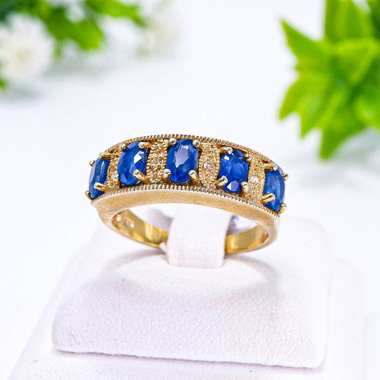 แหวนเงินแท้ 925 ฝังพลอย ไพลิน (Blue Sapphire) + ไวท์โทพาส (whitetopaz)