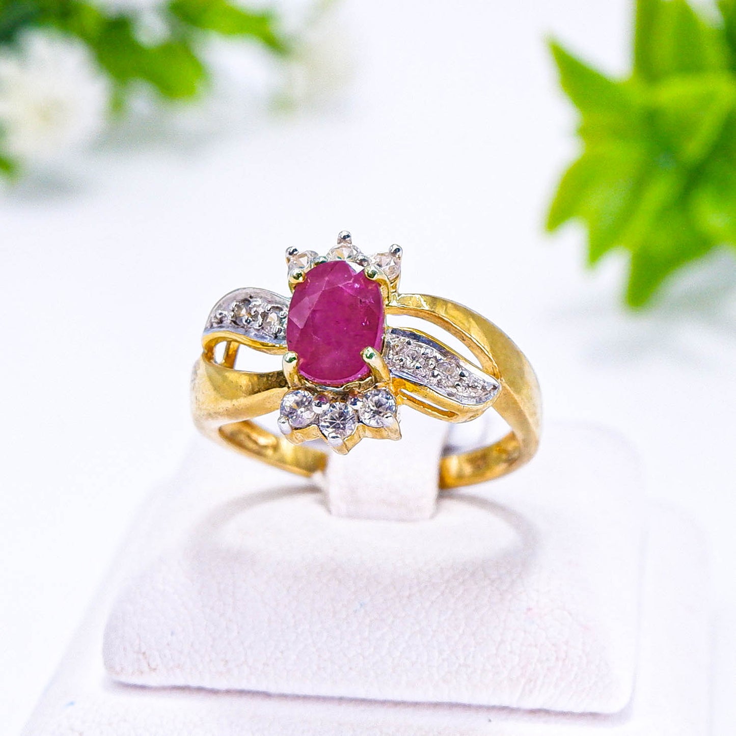 แหวนเงินแท้ 925 ฝังพลอย ทับทิมแทนซาเนีย (Tanzania Ruby) + เซอร์คอน (Zircon)