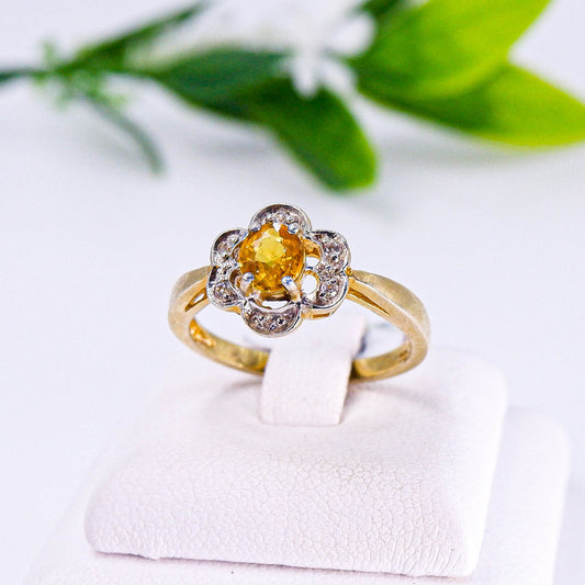 แหวนเงินแท้ 925 ฝังพลอย บุษราคัม (Yellow Sapphire) + เซอร์คอน (Zircon)