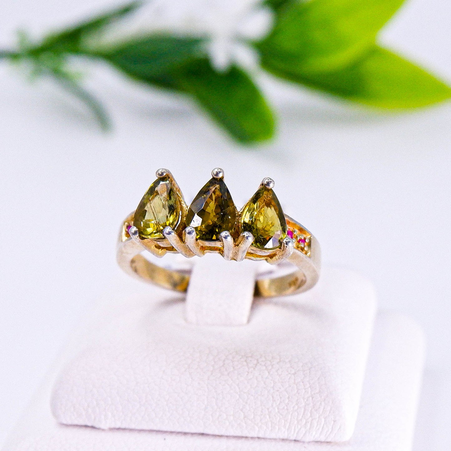 แหวนเงินแท้ 925 ฝังพลอย  ทัวมาลีน (Tourmaline) + พิงค์แซฟไฟร์ (Pink Sapphire)