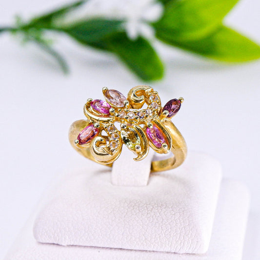 แหวนเงินแท้ 925 ฝังพลอย  ทัวมาลีน (Tourmaline) + ไวท์โทพาส (whitetopaz)
