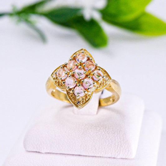 แหวนเงินแท้ 925 ฝังพลอย พิงค์แซฟไฟร์ (Pink Sapphire) + เซอร์คอน (Zircon)