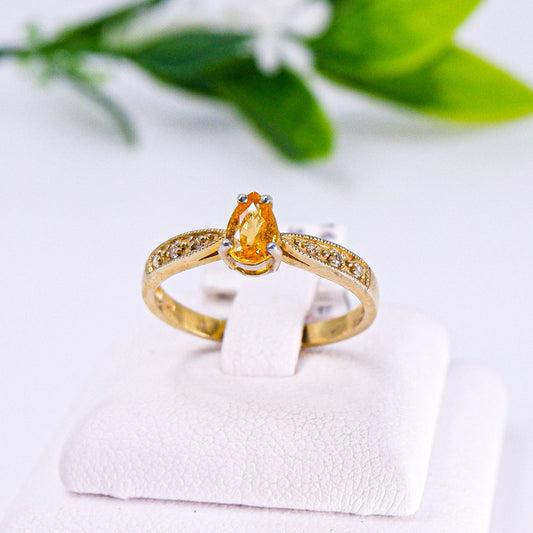 แหวนเงินแท้ 925 ฝังพลอย บุษราคัม (Yellow Sapphire) + โทพาส (Topaz)