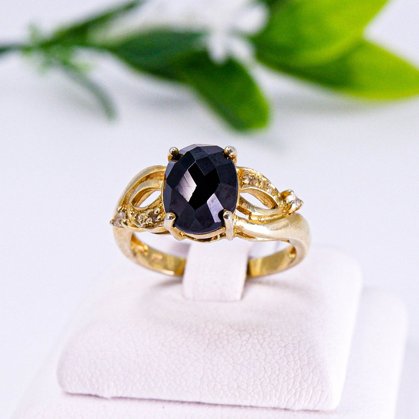 แหวนเงินแท้ 925 ฝังพลอย นิล (Black Spinel) + ไวท์โทพาส (whitetopaz)