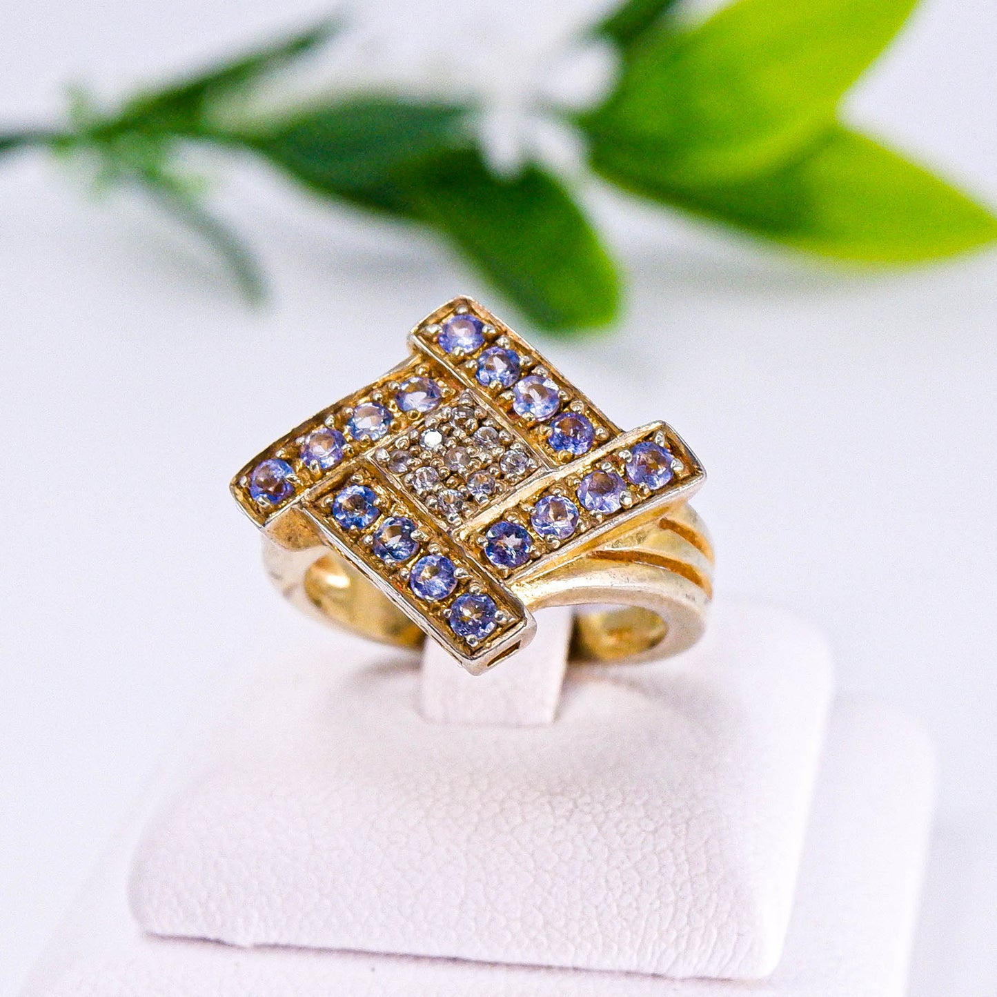 แหวนเงินแท้ 925 ฝังพลอย แทนซาไนท์ (Tanzanite) + เซอร์คอน (Zircon)