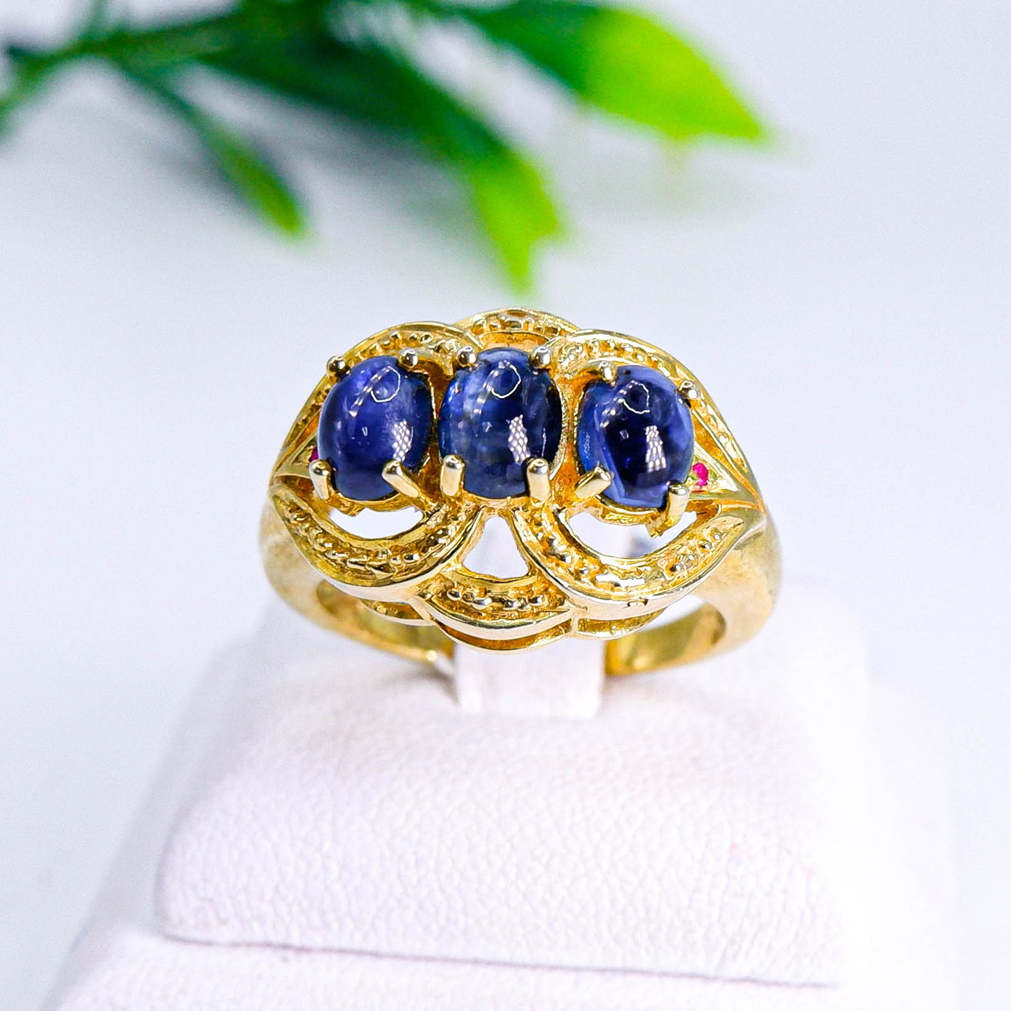 แหวนเงินแท้ 925 ฝังพลอย ไพลิน (Blue Sapphire) + ทับทิม (Ruby)