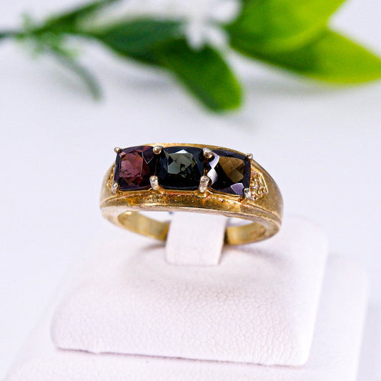 แหวนเงินแท้ 925 ฝังพลอย ทัวมาลีน (Tourmaline) +  เซอร์คอน (Zircon)