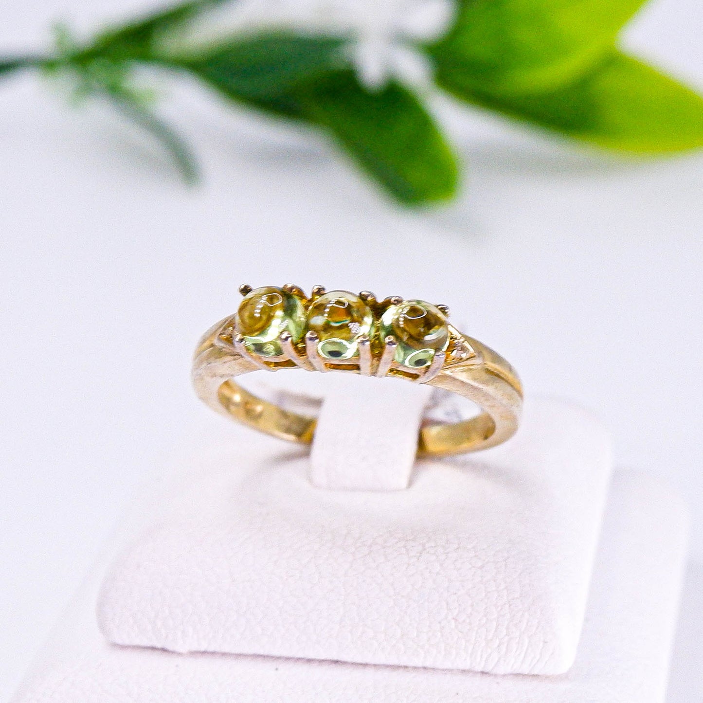 แหวนเงินแท้ 925 ฝังพลอย เพอริดอท (Peridot) + โทพาส (Topaz)