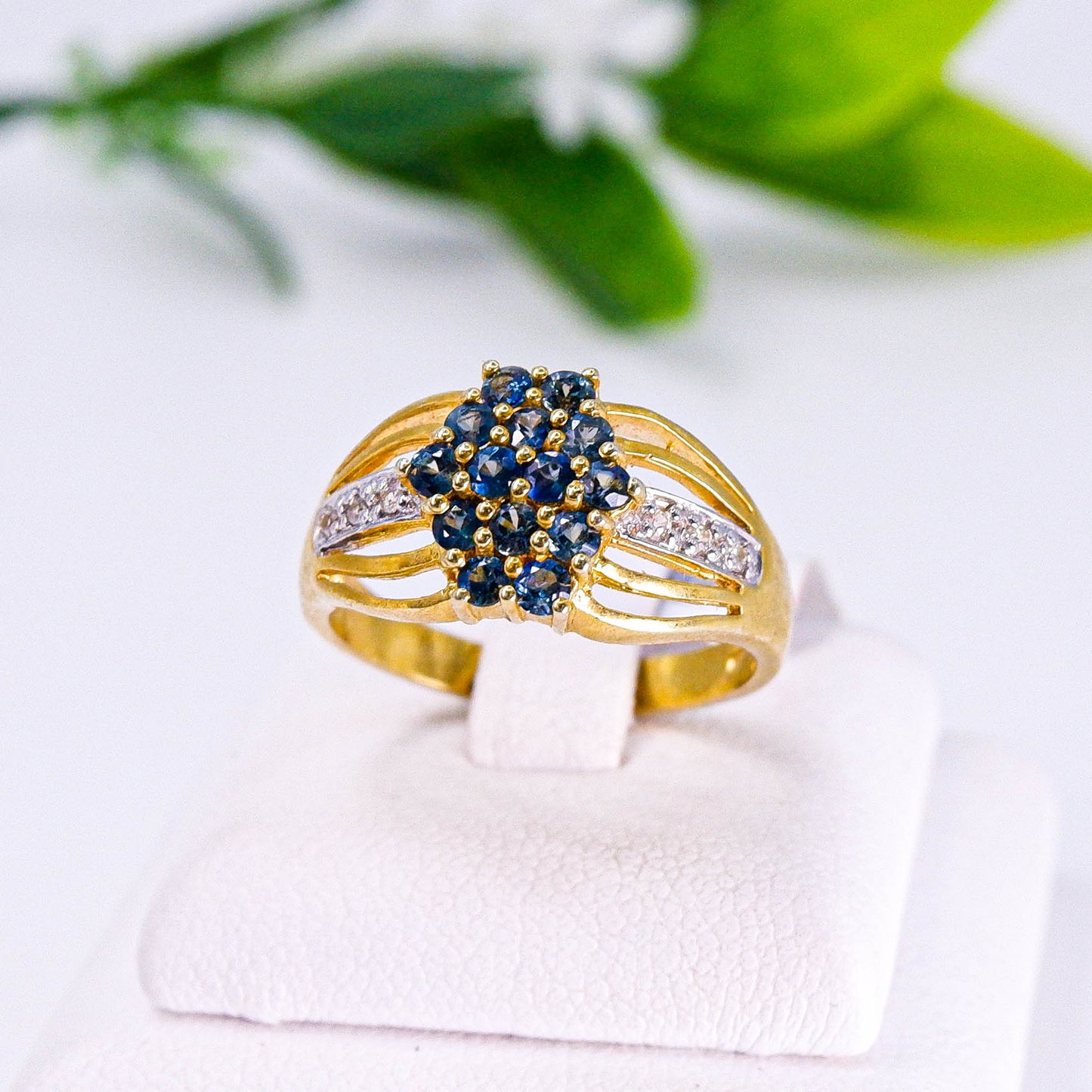 แหวนเงินแท้ 925 ฝังพลอย ไพลิน (Blue Sapphire) + เซอร์คอน (Zircon)