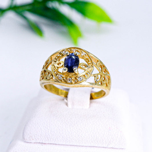 แหวนเงินแท้ 925 ฝังพลอย ไพลิน (Blue Sapphire) + เซอร์คอน (Zircon)