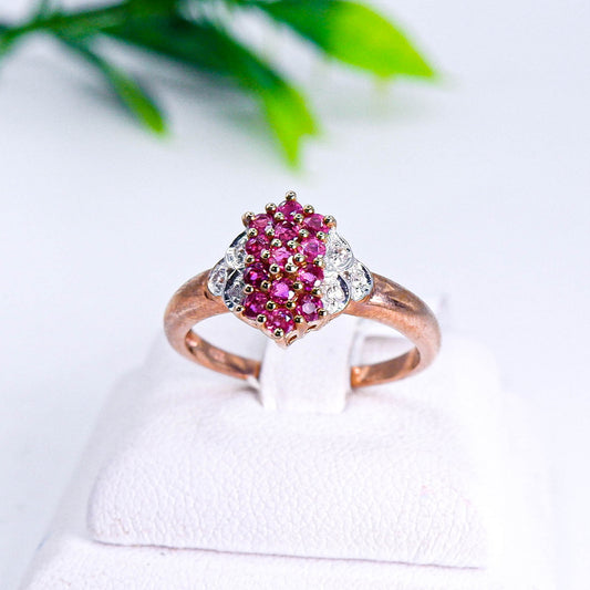 แหวนเงินแท้ 925 ฝังพลอย ทับทิมไทย (Siam Ruby) + เซอร์คอน (Zircon)