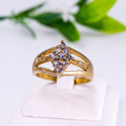 แหวนเงินแท้ 925 ฝังพลอย แทนซาไนท์ (Tanzanite) + ไวท์โทพาส (whitetopaz)