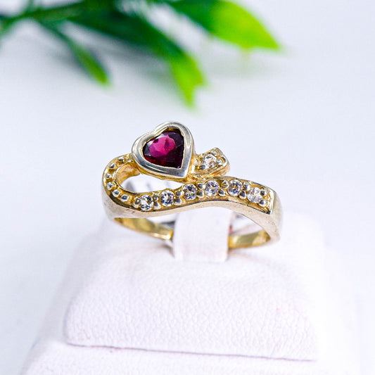 แหวนเงินแท้ 925 ฝังพลอย โกเมน (Garnet) + โทพาส (Topaz)