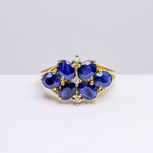 แหวนเงินแท้ 925 ฝังพลอย ไพลิน (Blue Sapphire) + เซอร์คอน (Zircon)