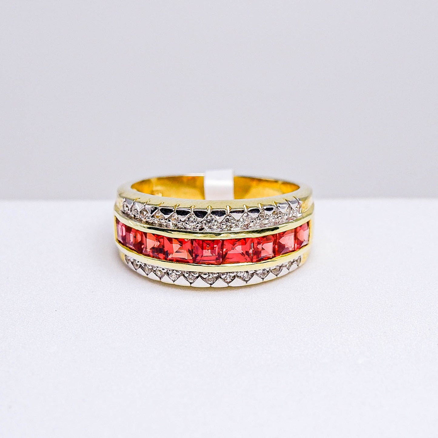 แหวนเงินแท้ 925 ฝังพลอย ออเรนจ์แซฟไฟร์ (Orange Sapphire) + เซอร์คอน (Zircon)