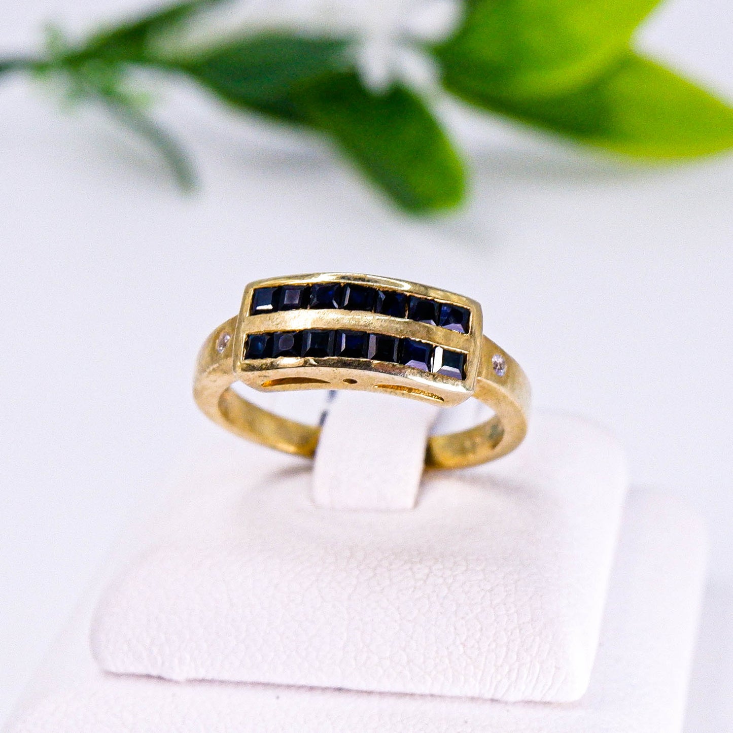 แหวนเงินแท้ 925 ฝังพลอย  ไพลิน (Blue Sapphire) + ไวท์โทพาส (whitetopaz)