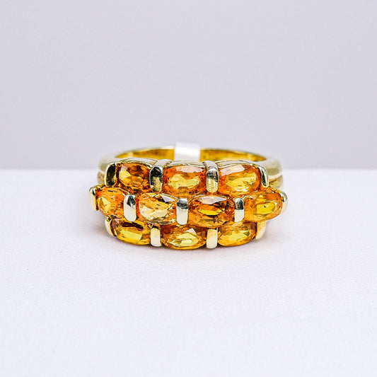 แหวนเงินแท้ 925 ฝังพลอย บุษราคัมบางกะจะ (Yellow Sapphire)